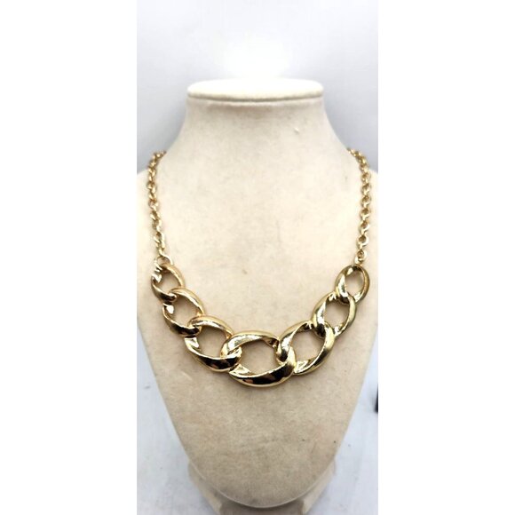 Gold Tone Chain Necklace, Adjustable, Thin Chain With Chunky Chain - Picture 1 of 4